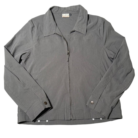 Flash Jeans Other - Vintage Flash Jeans Gray Lightweight Zip Up Jacket Viscose Blend Size 44 Mens L